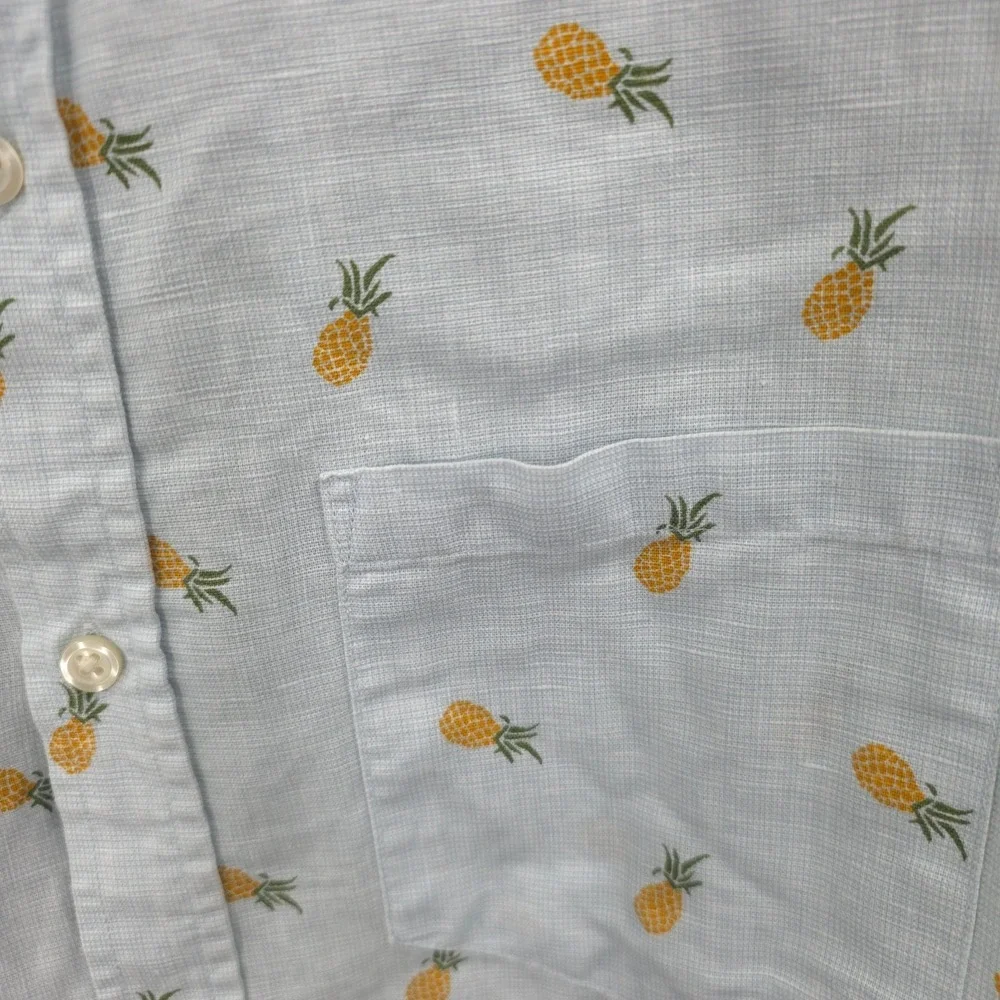 Banana Republic Shirt Mens‎ Medium White Pineapples Vacation Linen Summer Light